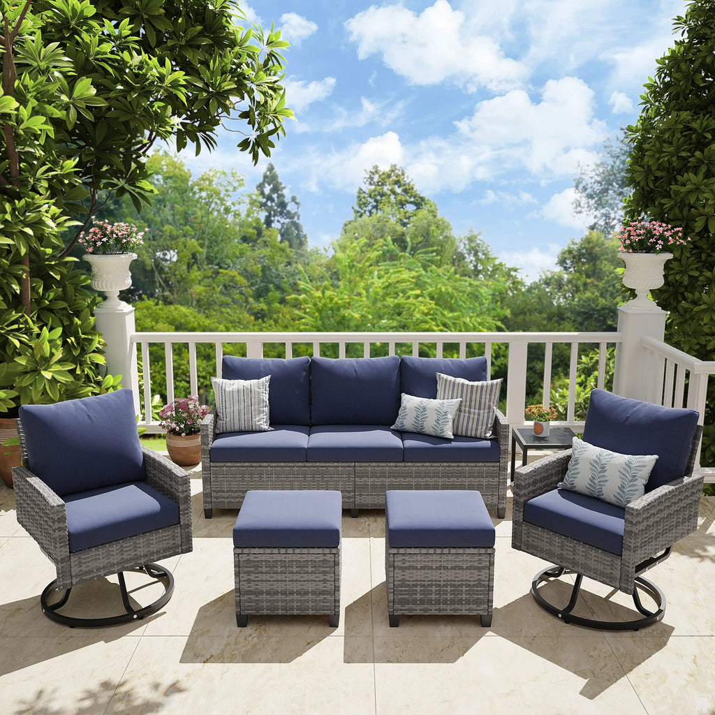 Elegant 6-Piece Wicker Patio Furniture Set