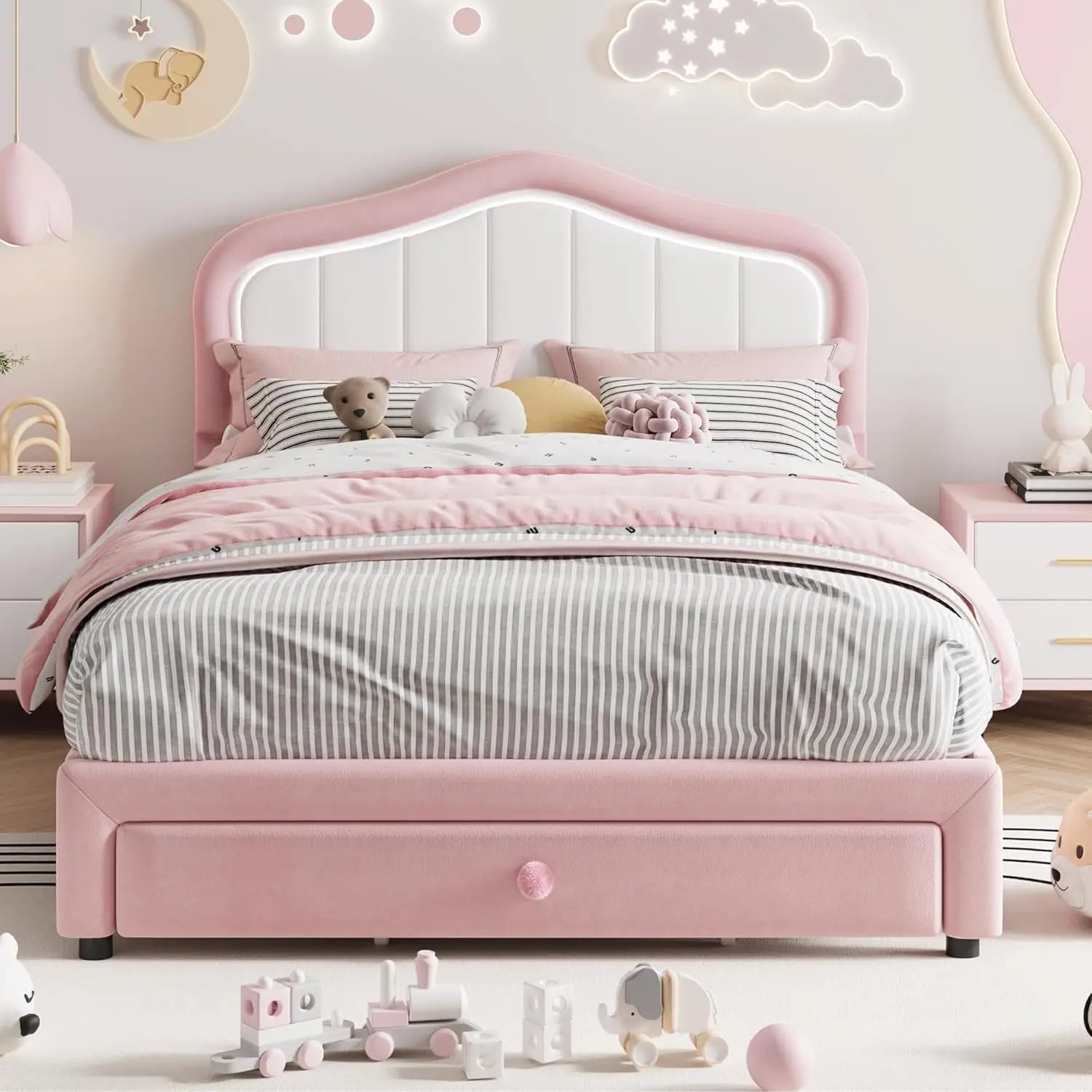 Magical LED Crown Headboard Kids Bed Frame