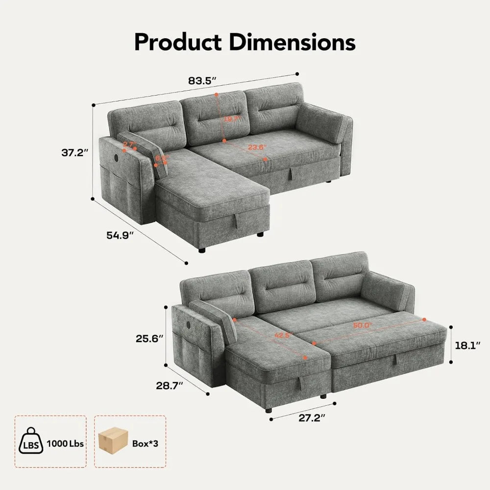 Cloud Chenille Sectional Sofa Bed