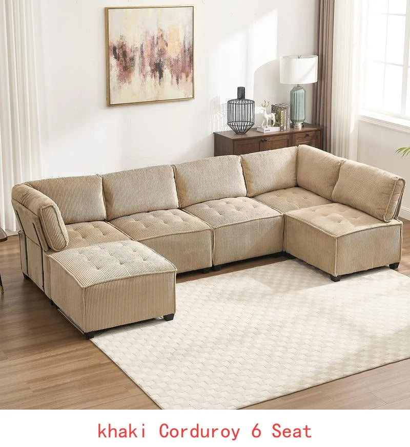 6-Seater U-Shape Modular Sectional Sofa