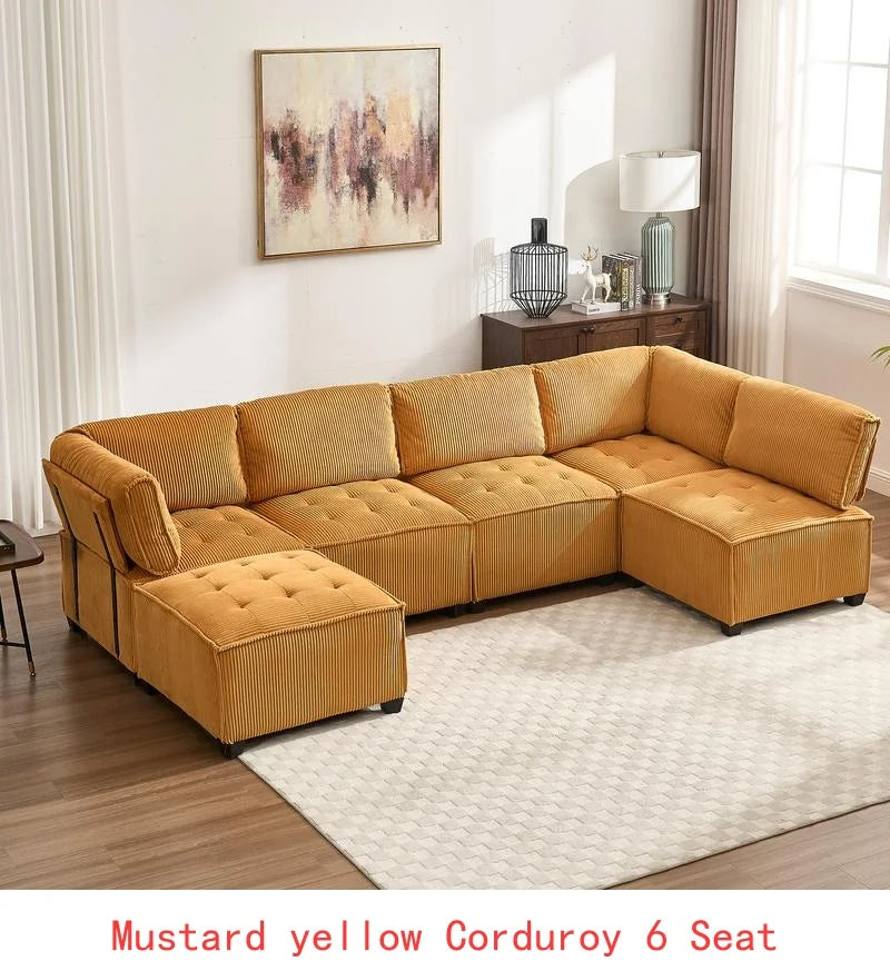 6-Seater U-Shape Modular Sectional Sofa
