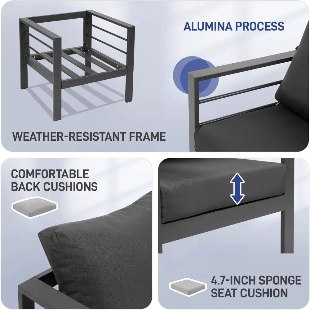 Premium 4-Seat Aluminum Outdoor Sectional Set