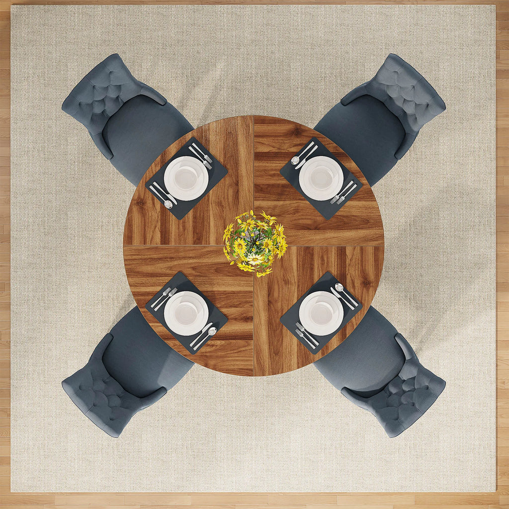 Round Farmhouse Dining Table for 4