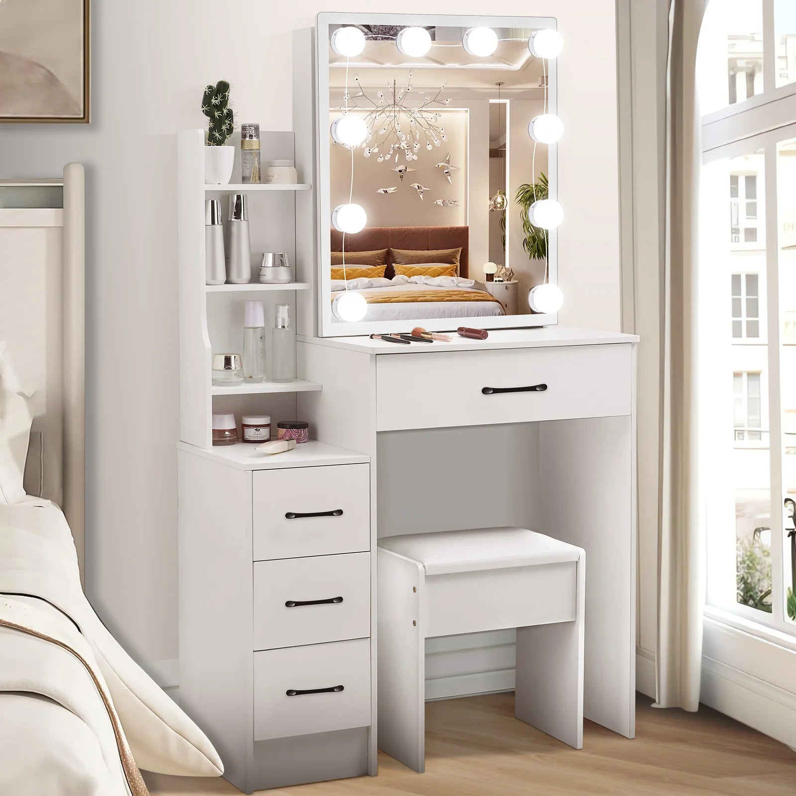 Elegant White LED Vanity Dressing Table