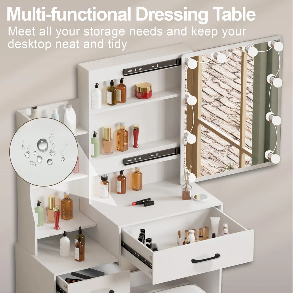 Elegant White LED Vanity Dressing Table
