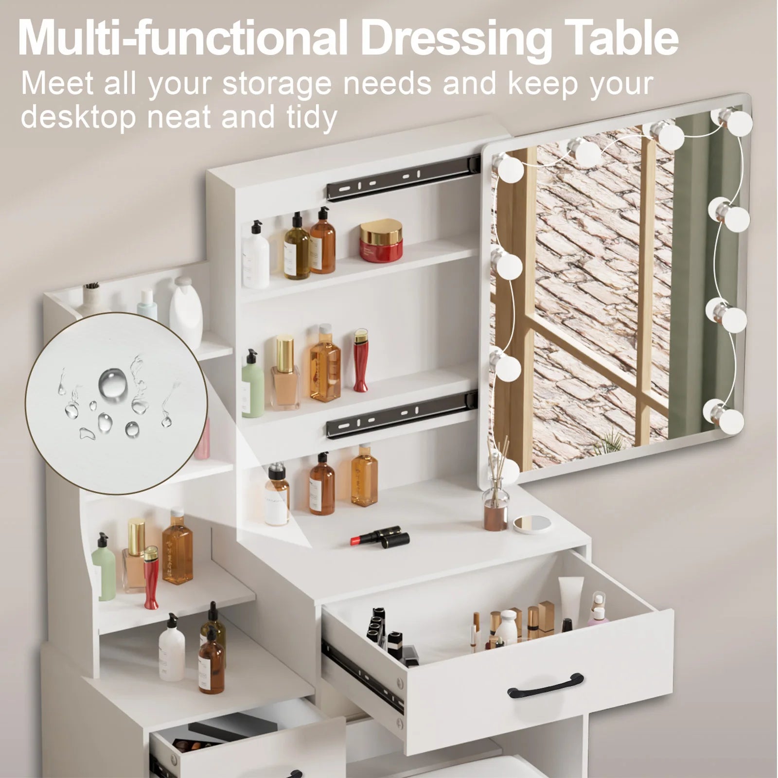 Elegant White LED Vanity Dressing Table