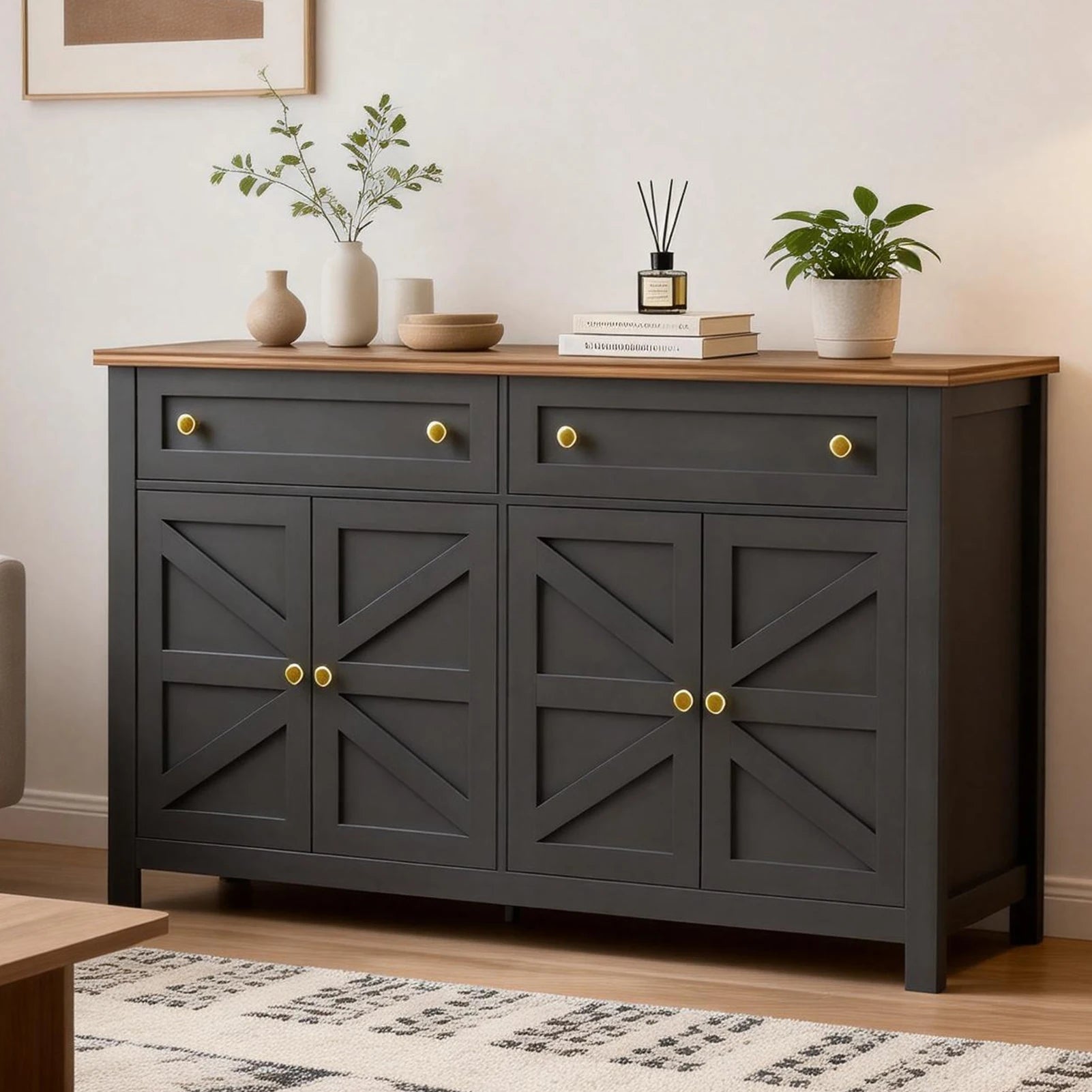 Farmhouse Sideboard Buffet Cabinet