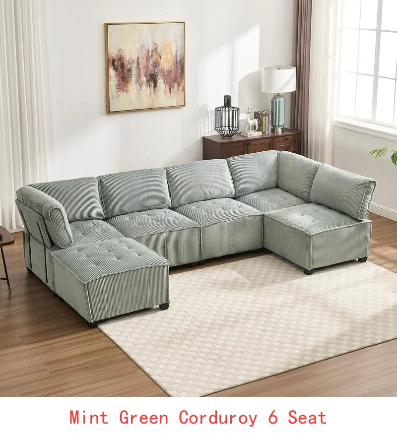 6-Seater U-Shape Modular Sectional Sofa